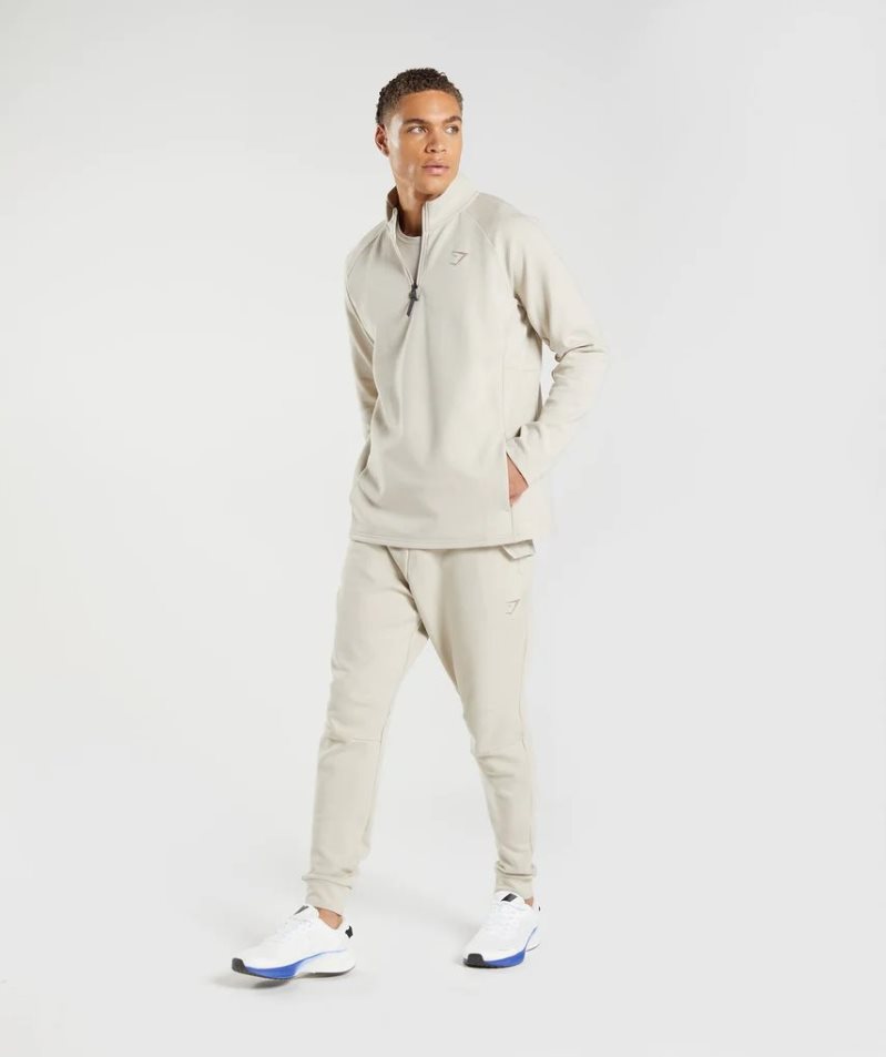 Men's Gymshark Rest Day 1/4 Zip Sweatshirts Cream | CA 13ADN6